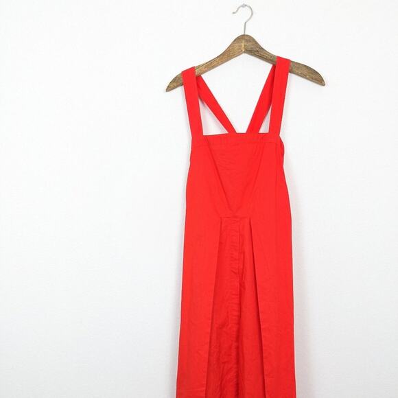 Proenza Schouler White Label Red Orange The Poplin Apron Dress Size 0 - Picture 3 of 9